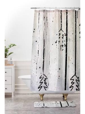 Kent Youngstrom Holiday Trees Shower Curtain White/black - Deny Designs