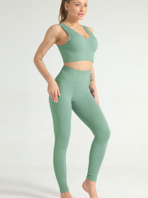 Cozy High Waist Ribbed Seamless Sports Set