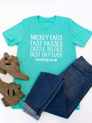 Mickey Ears Fast Passes #disneylife Crew Neck Tee