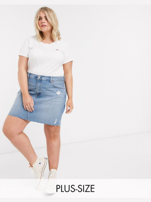 Levi's Plus Deconstructed Denim Mini Skirt In Lightwash Blue