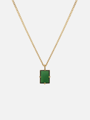 Lennox Necklace, Gold Vermeil/green