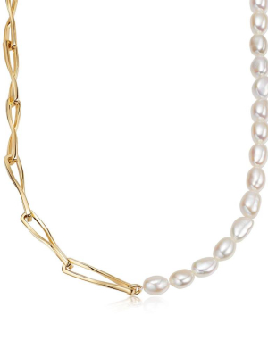 Baroque Pearl Twisted Link Necklace