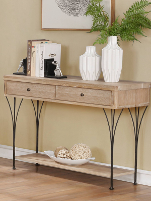 Thetford Console Table With Drawers Washed Wood - Alaterre Furniture