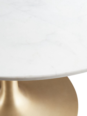 Nero 36" White Marble Dining Table With Brass Base