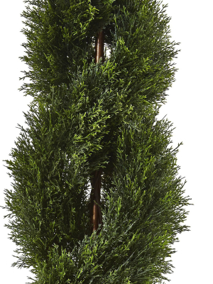 Double Pond Cypress 4'h Spiral Topiary Uv Resistant With 1036 Leaves (indoor/outdoor) - Nearly Natural