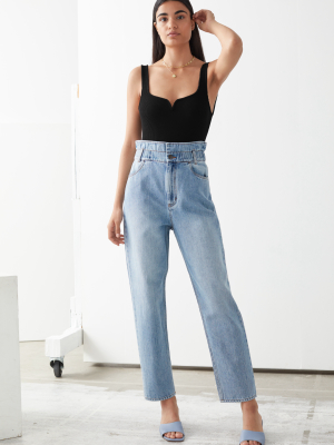 Straight Paperbag Waist Jeans