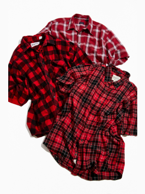 Urban Renewal Vintage Short Sleeve Flannel Button-down Shirt