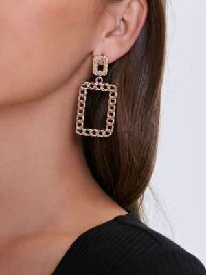 Curb Chain Geo Drop Earrings