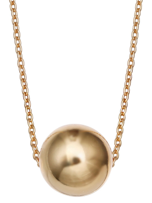 Women's Sterling Silver Slider Ball Pendant - Gold (18")