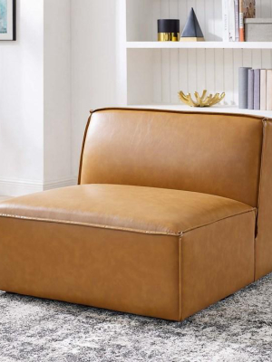 Vitality Vegan Leather Sectional Sofa Armless Chair In Tan