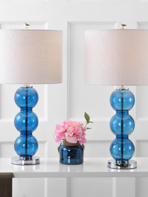 27" (set Of 2) Bella Glass Triple-sphere Table Lamp (includes Led Light Bulb) Cobalt - Jonathan Y