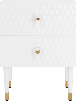 Nevaeh 2 Drawer Side Table White/gold