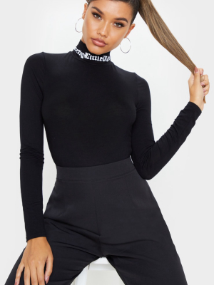 Prettylittlething Black Gothic High Neck Bodysuit