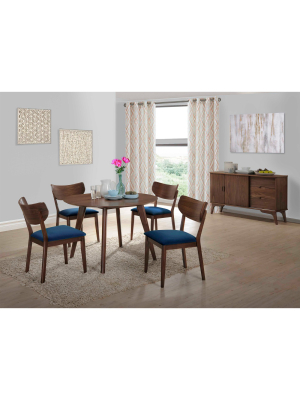 Rosie 6pc Dining Set With Chairs Walnut Brown/navy Blue - Picket House Furnishings