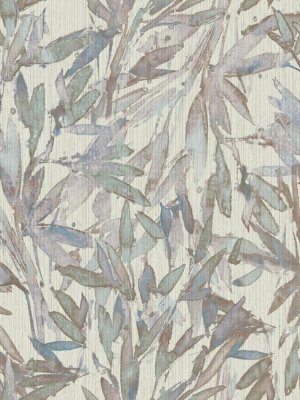 Rainforest Leaves Wallpaper In Lavender And Light Blue From The Natural Opalescence Collection By Antonina Vella For York Wallcoverings