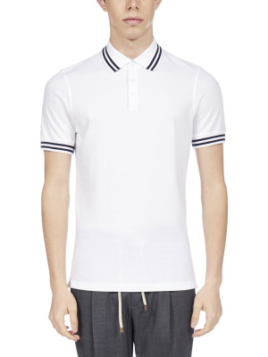 Brunello Cucinelli Striped Collar Polo Shirt