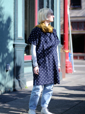 Oversized Pocket Dress, Blue Polka Dots