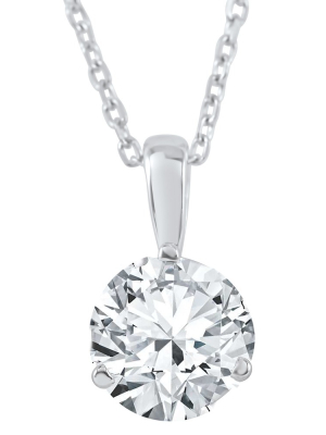 Pompeii3 1/2 Ct Diamond Solitaire Pendant 14k White Gold Lab Created 3-prong Martini