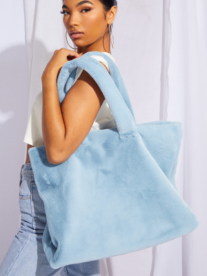 Baby Blue Oversized Fur Tote Bag