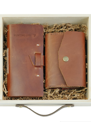 Leather Hunting Log + Ammo Case Gift Set