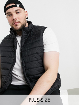 New Look Plus Quilted Vest In Black
