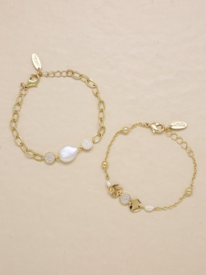Duchess Pearl 18k Gold Plated Bracelet Set