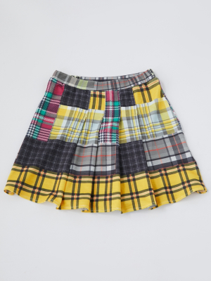 New Girl Order Mixed Plaid Pleated Mini Skirt