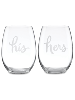 Two Of A Kind "his" And "hers" 2pc Stemless Wine