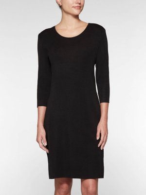 3/4 Sleeve Sheath Knit Dress, Black