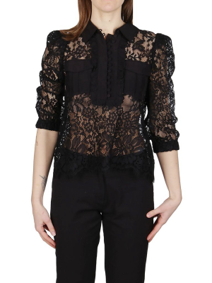 Self-portrait Sheer Lace Shirt