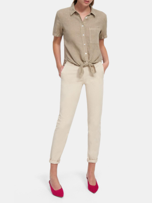 Tie Front Shirt In Spring Linen