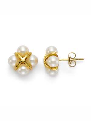 Pearl & Gold Cross Earrings
