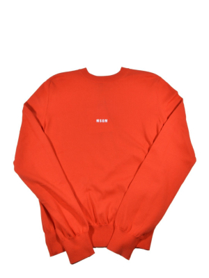 Msgm Logo Embroidered Crewneck Sweatshirt