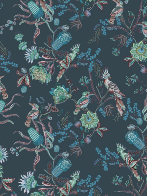 Matilda Wallpaper In Deep Blue From The Kingdom Home Collection By Milton & King