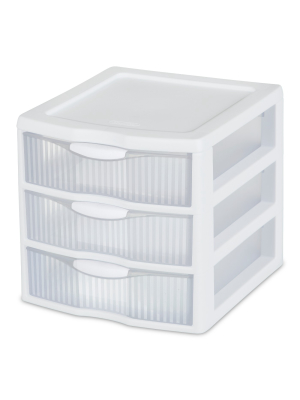 Sterilite 3 Drawer Small Countertop Unit With Drawers Clear/white