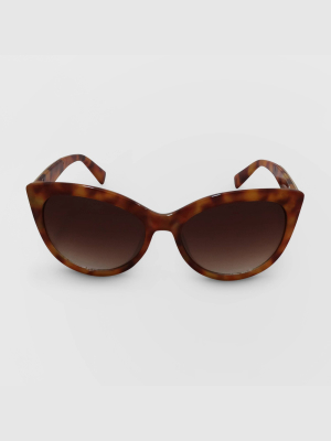 Women's Animal Print Cateye Plastic Sunglasses - A New Day™ Brown