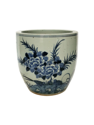 Peony Porcelain Planter With Motif