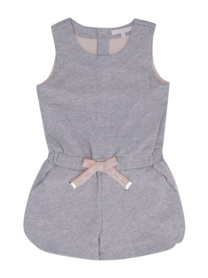 Chloé Kids Logo Bow Detail Sleeveless Playsuit