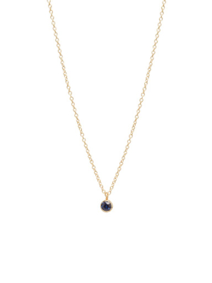 14k Single Blue Sapphire Choker Pendant Necklace | September Birthstone