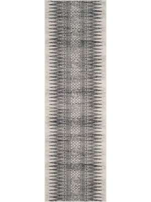 Evoke Tribal Ivory/gray Runner Rug