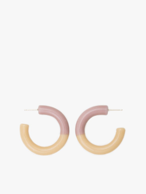 Two Tone Hoop Earrings In Taupe