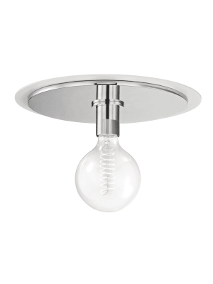 Milo 1 Light Large Flush Mount - Polished Nickel/white