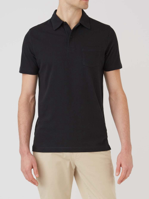 Sunspel Riviera Polo Shirt, Black
