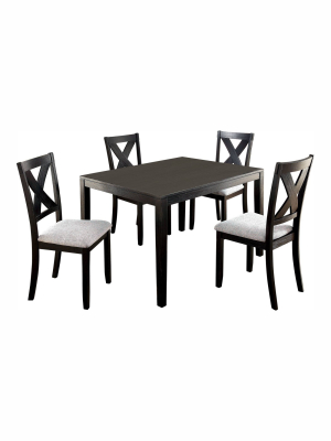 5pc Kilna Solid Wood Dining Table Set Black/ivory - Homes: Inside + Out