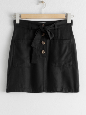 Belted Lyocell Mini Skirt