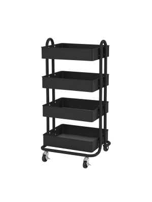 Ecr4kids 4-tier Metal Rolling Utility Cart - Heavy Duty Mobile Storage Organizer