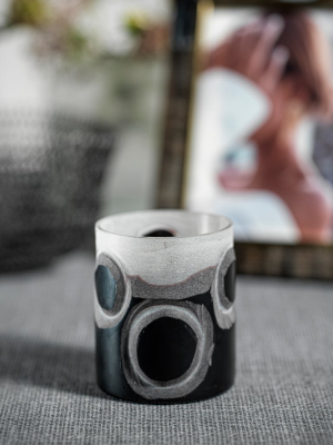 Black Agate Design On Glass Tealight Holder