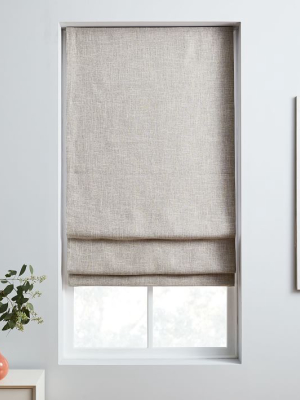 Crossweave Cordless Roman Shades & Blackout Lining - Flax