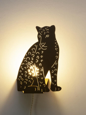 Decoupage Lamp . Wall / Table Light - Leopard / Gold