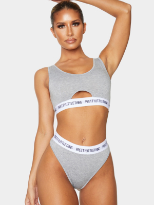 Prettylittlething Grey Cut Out Detail Lingerie Set